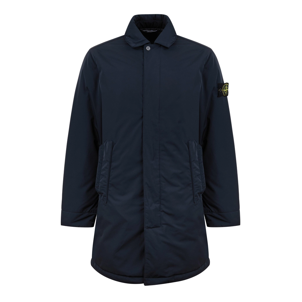 Stone Island 44346 Hyper Dense Nylon Twill Mid Length Coat - Navy V0020